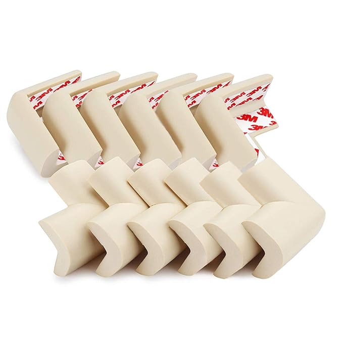 DYKESON Soft Corner Protector, Baby Safety Cushion, Corner Bumpers for Furniture, Corner Proofing for Baby, Corner Cushion, Table Edge Protector, Baby Proofing Edge, Corner Guards, 12 Pack, Beige