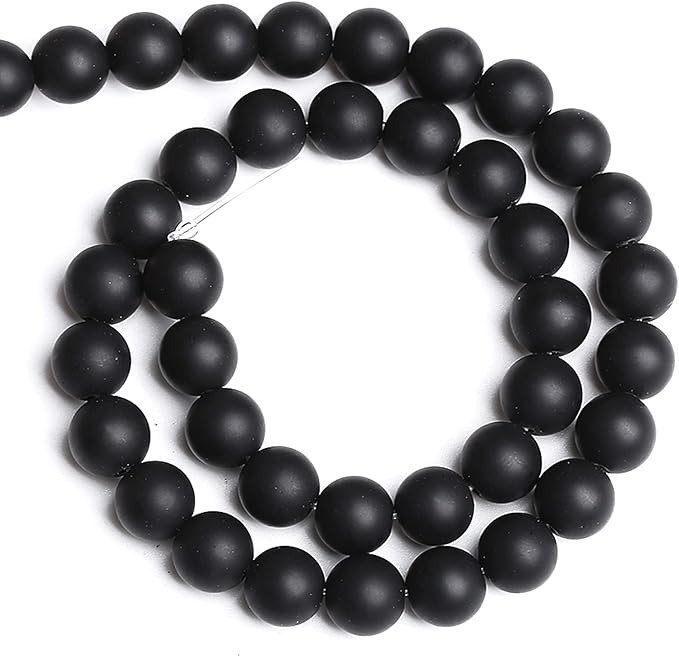 12MM 32PCS Natural Stone Matte Black Agate Loose Beads for Jewelry Making DIY Bracelet Necklace