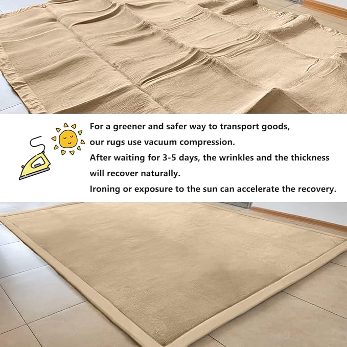 Loartee Coral Velvet Crawling Rugs & Play Mat (6.0'x 6'8", Brown) for Toddler Children & Yoga Exercise
