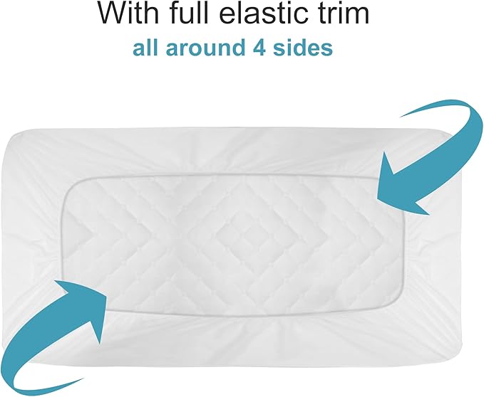 NTBAY 2 Pack Waterproof Crib Mattress Protector, Quilted 28"x52" Toddler Fitted Sheet - Machine Washable - Soft and Breathable Mattress Pad Cover for Crib, Nursery, Daycare, Cot, White