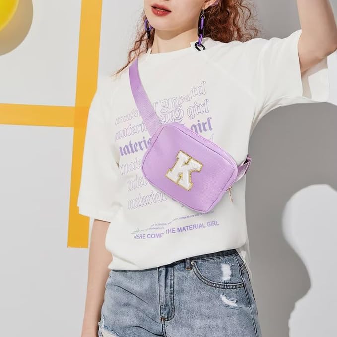 YOOLIFE Teacher Appreciation Gifts for Women - Gifts for Teacher, Teacher Retirement Gifts for Women Teacher Bag Teacher Gifts from Students, Initial Crossbody Bag Belt Bag T, Purple