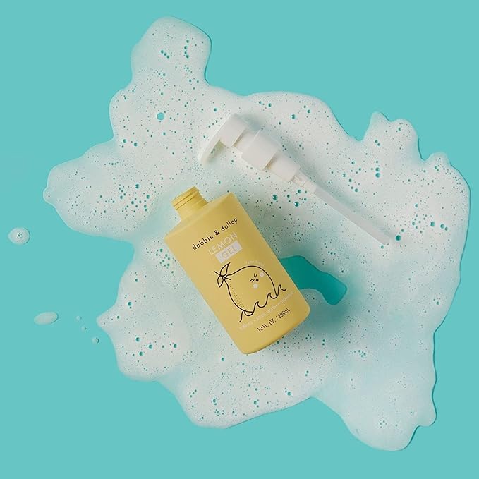 Dabble & Dollop Lemon Body Wash & Shampoo – 3-in-1 Natural Bubble Bath for Kids, Made in USA, No Parabens or Sulfates, Vegan, Gluten-Free, Tear-Free (10oz, Pack of 2)