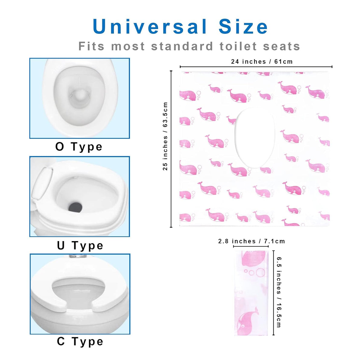 21 Pack Toilet Seat Covers Disposable, Extra Large Disposable Toilet Seat Covers for Adults, Individually Wrapped Potty Training Liners with Non-Slip Adhesives for Kids in Home, Restrooms&Travel -Pink