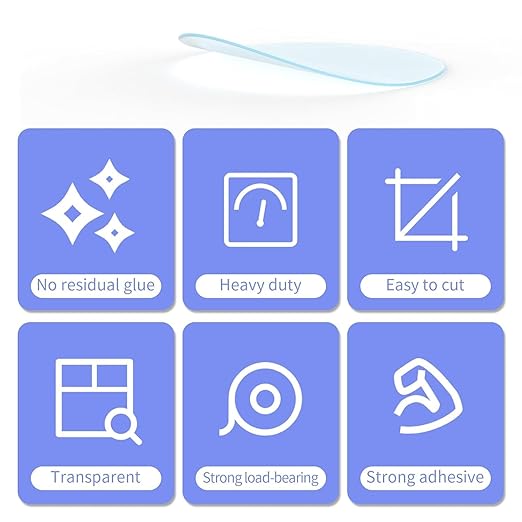 50PCS Heavy Duty Double Sided Adhesive Mounting Circle Tape- Waterproof,Strong Adhesion,Clear, High Strength,No Residue Removability for Hanging,Wall Mounting, Home Decor,Adhesive for Shower