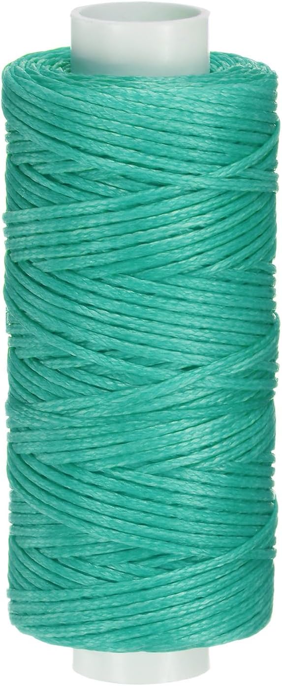 uxcell Leather Sewing Waxed Thread, 55 Yards / 50m 0.8mm 150D Flat Polyester All-Purpose Threads for Leather Crafts, Bookbinding, Turquoise