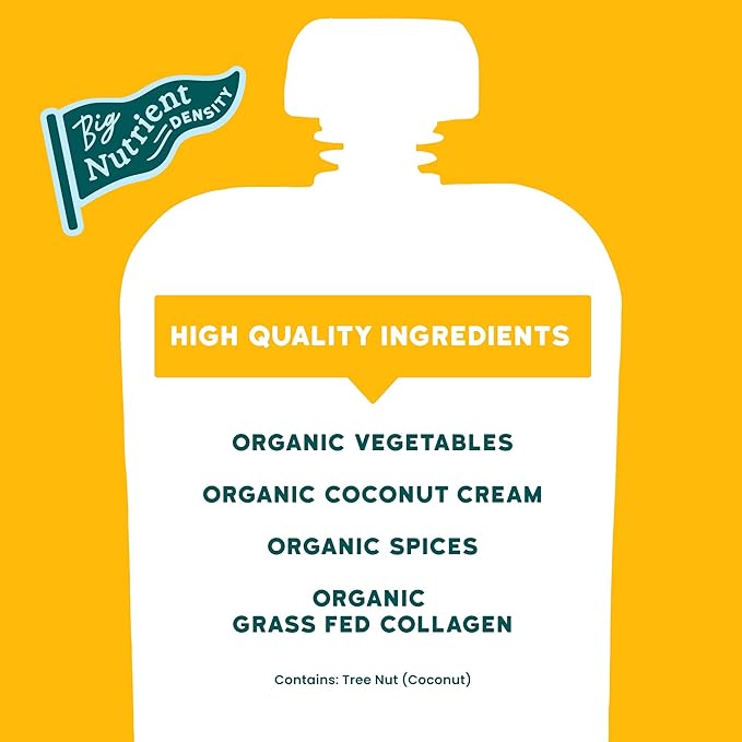 Serenity Kids 6+ Months Dairy-Free Smoothie Baby Food Pouches - USDA Organic, Grass Fed Collagen Protein - 3.5 Oz BPA-Free - Sweet Potato Spice - 6 Count - Smoothie Pouches