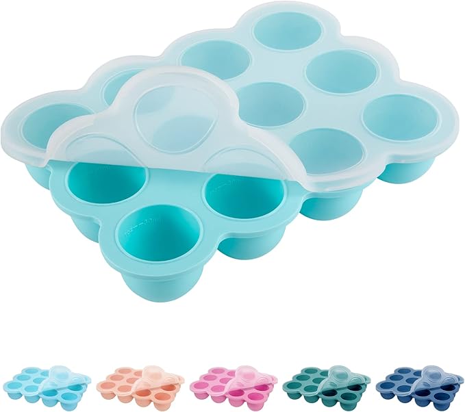 12x1.5oz Baby Food Freezer Tray with Clip Lid Light Green | Food Grade Silicone Storage Containers for Purees & Vegetables