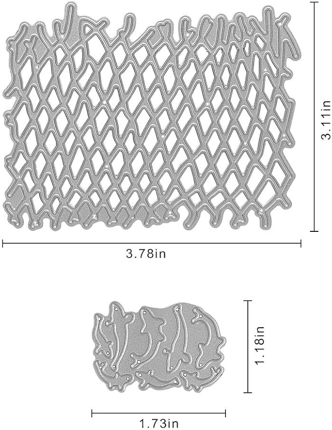 Metal Irregular Fishing Net Cutting Dies, Summer Fish Die Cuts Embossing Stencils Template Mould for Card Scrapbooking and DIY Craft