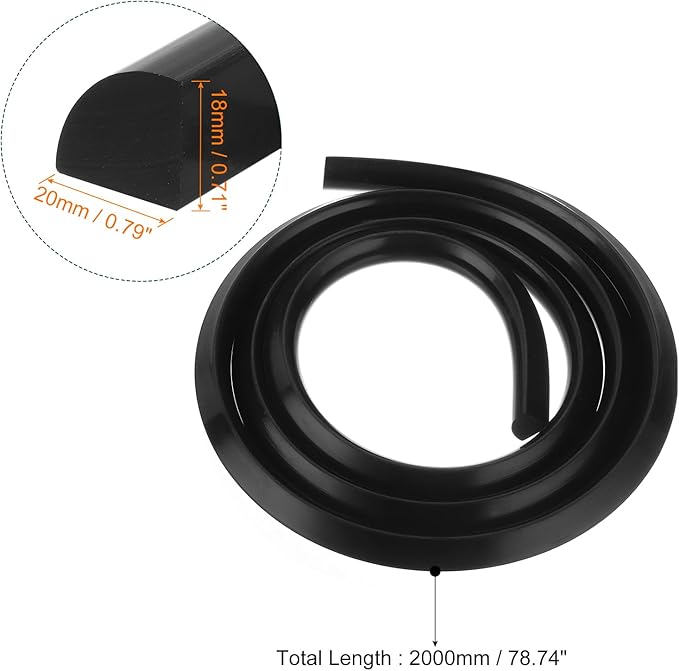 uxcell Flexible Molding Trim, 79 Inch Flexible Quarter Round Molding Silicone Peel and Stick Trim Self Adhesive Shower Water Barrier for Corner Decor Bathroom Kitchen, Black