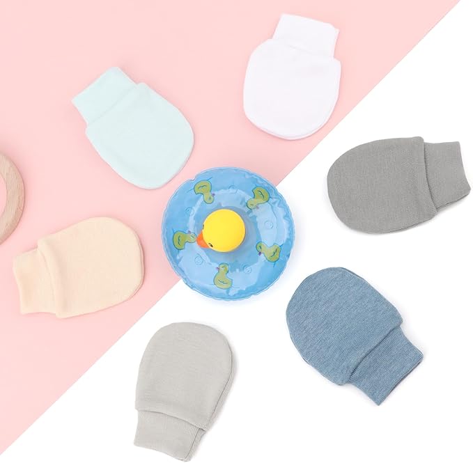 BQUBO 6 Pairs Newborn Baby Boys Girls Mittens 0-6 Months Unisex-Baby Infant Mittens Elastic No Scratch Wrist Gloves