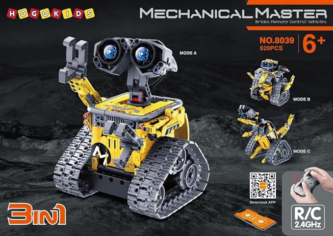 HOGOKIDS Robot Building Toys for Kids - 5 in 1 Remote & APP Controlled Building Set | RC Wall/Engineer Robot/Mech Dinosaur STEM Toys for Boys Girls Age 6 7 8 9 10 11 12+ Year Old (520 Pcs)