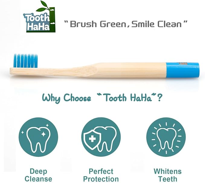 Kids Bamboo Toothbrushes, BPA-Free Soft Bristles, Eco-Friendly Natural Wooden Toddler Toothbrush, 6-Pack Travel Toothbrushes Set for Children