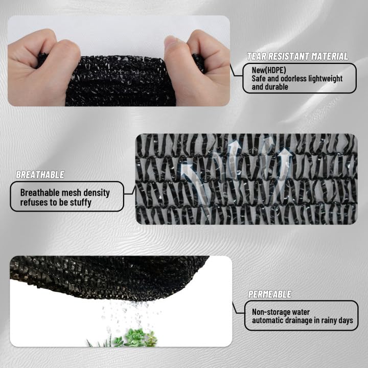 Cool Area 55% Sun Shade Cloth Mesh Tarp with Grommets for Plant Cover 6x8ft Patio Canopy Garden Pergola Greenhouse Car Barn Kennel Black - color: 55% Shade-Black, size: 6FTx8FT