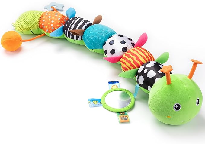 Baby Toys 0-6-12 Months,Musical Caterpillar Stuffed Animals Activity Infant Toys with Crinkle,Rattles,Mirror&Pull String,Muti-Sensory Toys Gifts for Newborn Tummy Time,Kelly Green|Leafy
