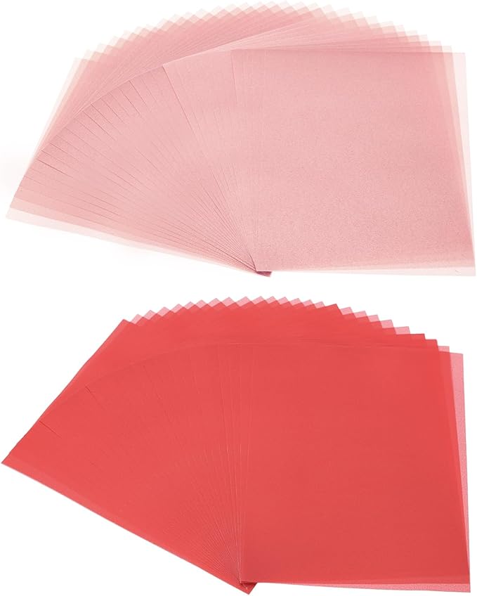 PATIKIL 60 Sheets Vellum Paper 8.5x11inches, Printable Translucent Paper 100GSM Colored for Invitations Laser Inkjet Printing Card Making Crafting Wedding Tracing, Red/Pink