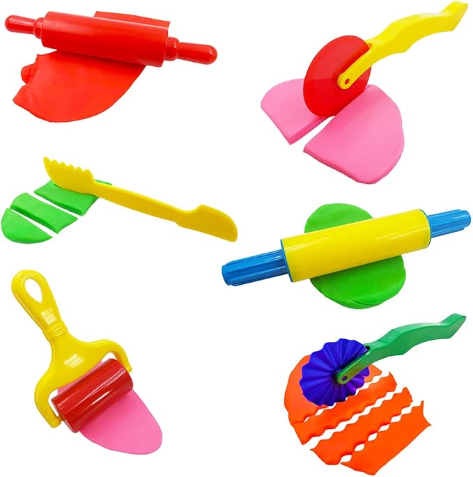 FRIMOONY Dough Tools Set for Kids, Various Plastic Animal Molds, Rolling Pins, for Creative Dough Cutting, 44 Pieces