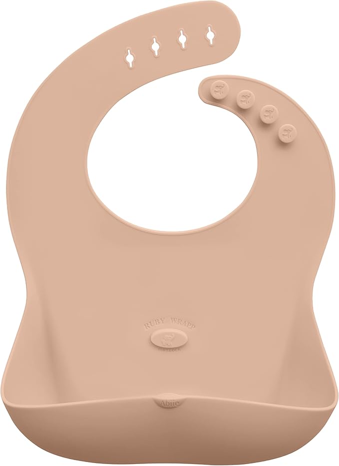 Abiie Ruby Wrapp Silicone Bibs for Babies with Front Pocket - Waterproof Bib - Stain Resistant - Silicone Toddler Bibs