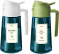 TrendPlain 16oz/470ml Blue Glass Olive Oil Sprayer for Cooking - 2 in 1 Olive Oil Dispenser for Kitchen Gadgets, Air Fryer, Salad, and BBQ - White & Green