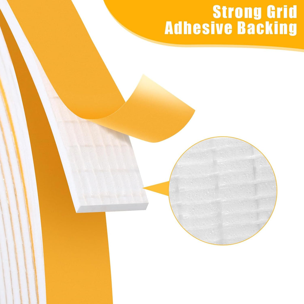 32Feet Weather Stripping Seal (1 Inch X 1/16 Inch) for Door Window, High Density Foam Tape, Soundproofing, Insulation Strip, Door Sealers for Door Frame- White