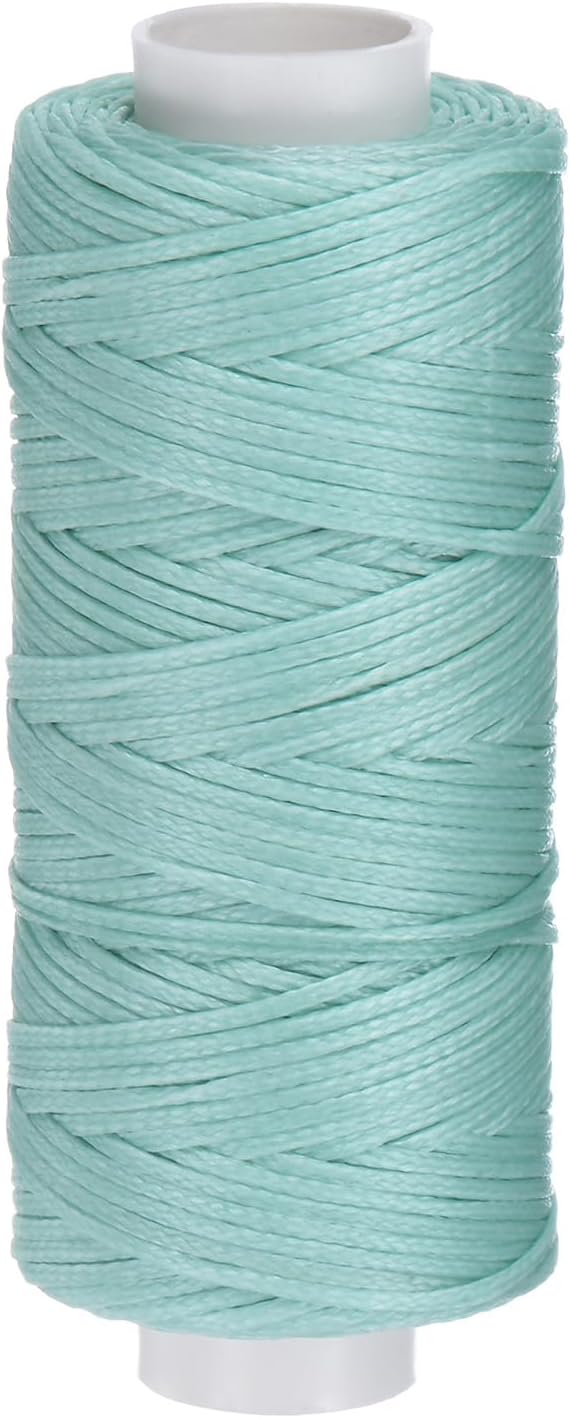 uxcell Leather Sewing Waxed Thread, 55 Yards / 50m 0.8mm 150D Flat Polyester All-Purpose Threads for Leather Crafts, Bookbinding, Mint Green