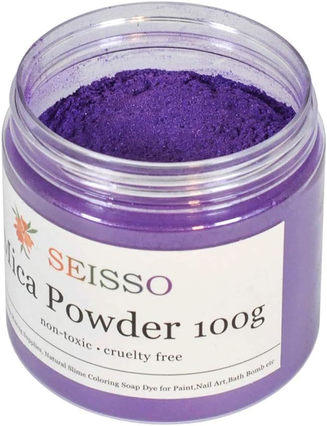 Purple Mica Powder for Epoxy Resin 3.5 oz /100g Powdered Pigment for Soap Colorant Bath Bomb Dye, Cosmetic Grade for Lip Gloss, Acrylic Nails Polish, Craft Projects