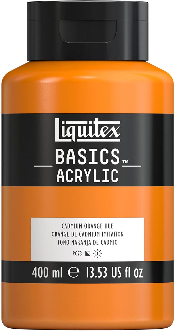 Liquitex BASICS Acrylic Paint, 400ml (13.5-oz) Bottle, Cadmium Orange Hue