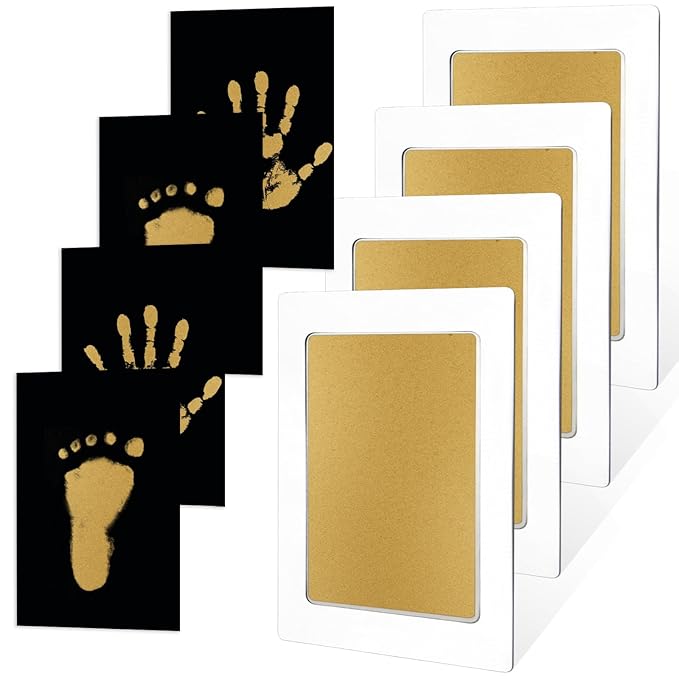 4-Pack Baby Footprint Kits,Inkless Hand and Footprint Kit,Clean Touch Baby Handprints and Footprints Kits,No Mess Ink Pad for Baby Hand and Footprints,Baby Shower Gifts for New Moms