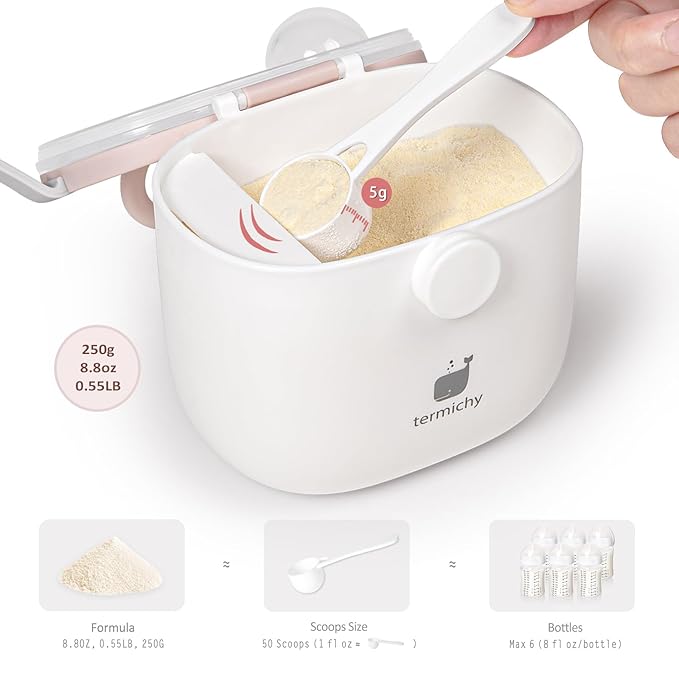 Termichy Baby Formula Dispenser, Portable Formula Dispenser Container with Scoop and Carry Handle for Travel Outdoor Activities for Baby Infant, 500ml