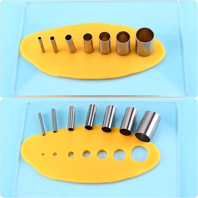 Honoson 24 Pcs Clay Sculpting Tools Kits Polymer Clay Tools DIY Set with Roller, Acrylic Sheet, Scraper Backing Board, Round Circle Shape Cutter, Shaping for Art Craft(Yellow)