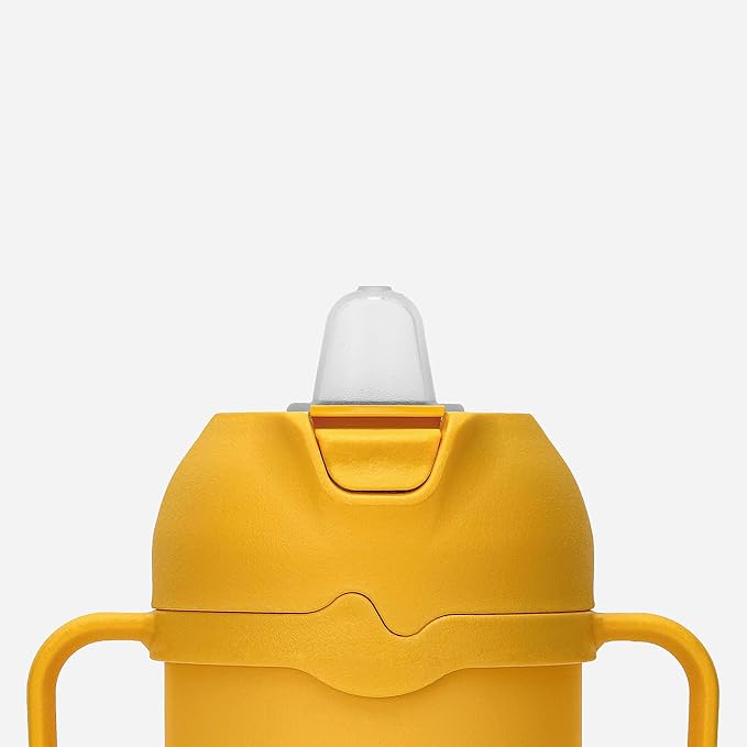 Comotomo Toddler Tumbler 8oz Insulated Sippy Cup with Silicone Straw and Spout, Yellow (Yellow)