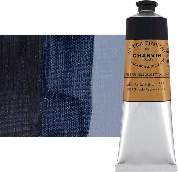 Charvin Extra Fine Oil Paint, Payne's Grey 150 ml - Triple-Milled, Rich Texture, Poppy Oil-Based, Light-Fast, Handmade, Archival Quality