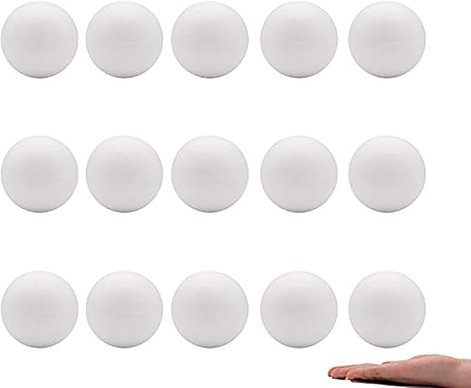 Crafare 15pc 3 Inch Craft Foam Balls Polystyrene Arts Decoration Balls for Holiday Christmas Household School Modeling Science Projects