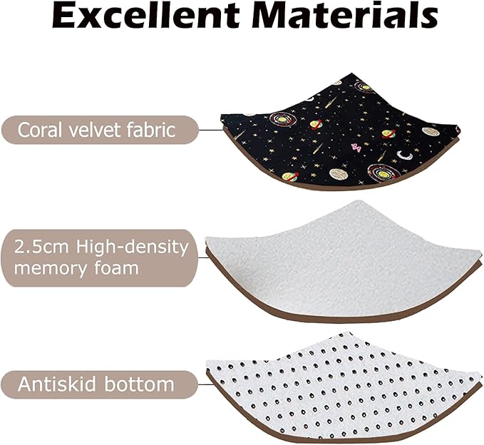 Loartee Coral Velvet Area Rug - 1" Thick Memory Foam Baby Play Mat, Washable Toddler Carpet, Home Decor for Living Room, Nursery, Kids Bedroom, Astral Black, 6'7"x6'7"