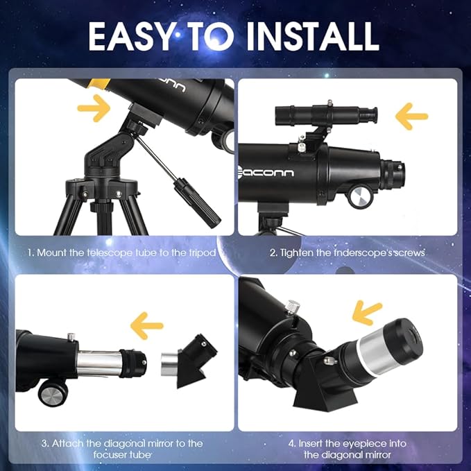 Telescope for Adults, 90mm Aperture 600mm Refractor Telescope for Kids and Beginners, Telescopes for Adults Astronomy with Handbag and Phone Adapter