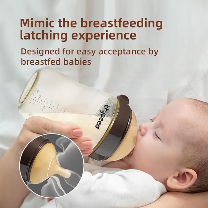PPSU Natural Breast-Like Bottle with Nipple(0-3 Months),10oz，1pack