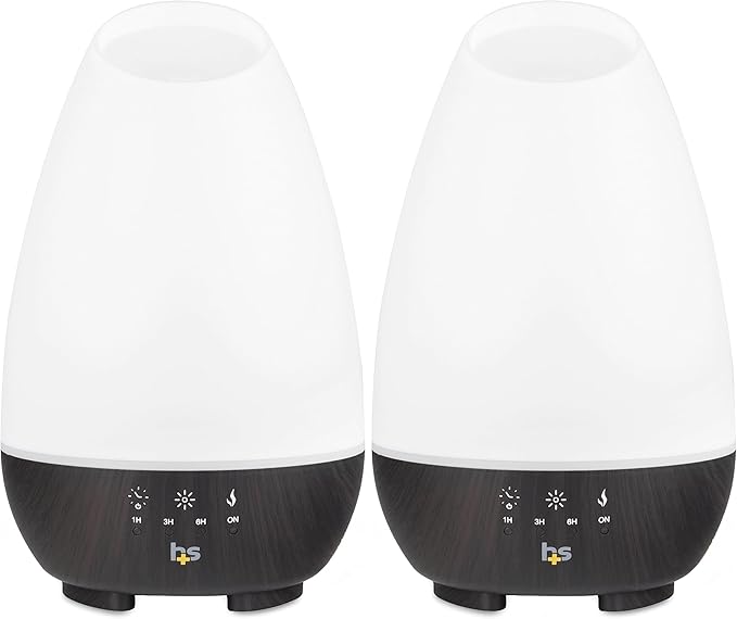 HealthSmart Essential Oil Diffuser, Cool Mist Humidifier and Aromatherapy Diffuser, FSA HSA Eligible with 500ML Tank for Large Rooms, Adjustable Timer, Mist Mode and 7 LED Light Colors, (Pack of 2)