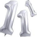 GOER Silver Number 1 Foil Balloons,Huge Number Balloons for 1st 11st Birthday Party Supplies Anniversary Decorations(3 pcs,42 inch,32 inc,16inch)