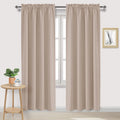 DWCN Blackout Curtains for Living Room Thermal Insulated, Energy Saving & Noise Reducing Bedroom Curtains, Camel, W 52x L 84 Inch, Set of 2 Rod Pocket Curtain Panels