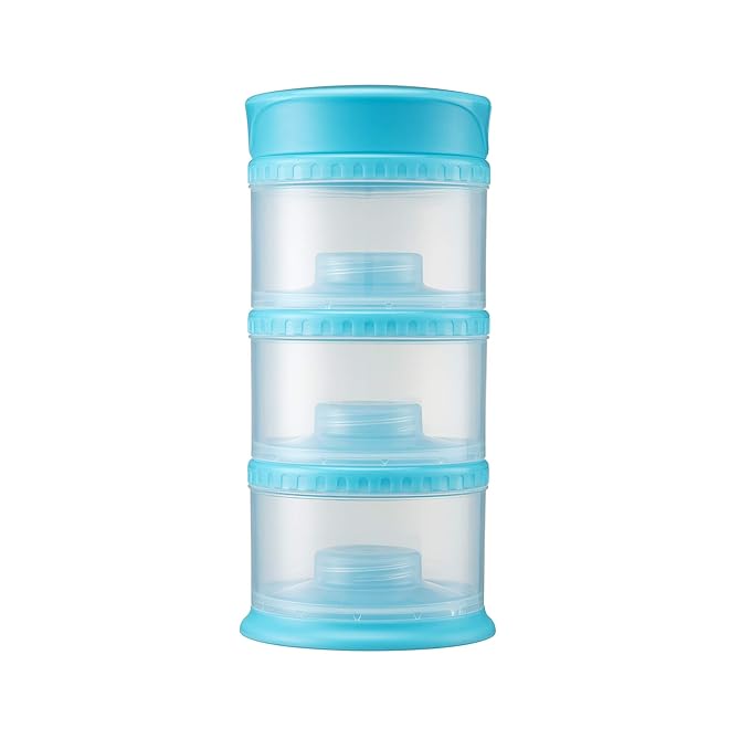 Innobaby Packin' Smart Stackable and Portable Storage System for Formula, Liquid, Baby Snacks and More. 3 Stackable Cups in Blueberry. BPA Free., 12 Ounce
