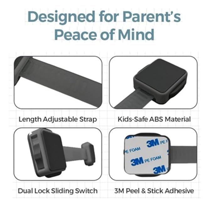 Cabinet Locks Baby Proofing (6-Pack Black) - Child Proof Cabinet Locks, No Drilling, Easy Installation, Adjustable & Reusable, Drawer Locks Baby Proofing