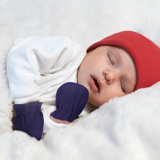 Newborn Baby Mittens No Scratch Cotton Elastic Wrist Gloves Infant Toddler Mittens for Baby Boy Girl 0-6 Months