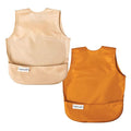 Tiny Twinkle Mess Proof Apron Bibs - 2 Pack Waterproof & Lightweight Baby Bibs for Led Weaning | 100% Recycled Polyester, Easy Clean & Machine Washable (Sand Cinnamon,Small 6-24 Months)