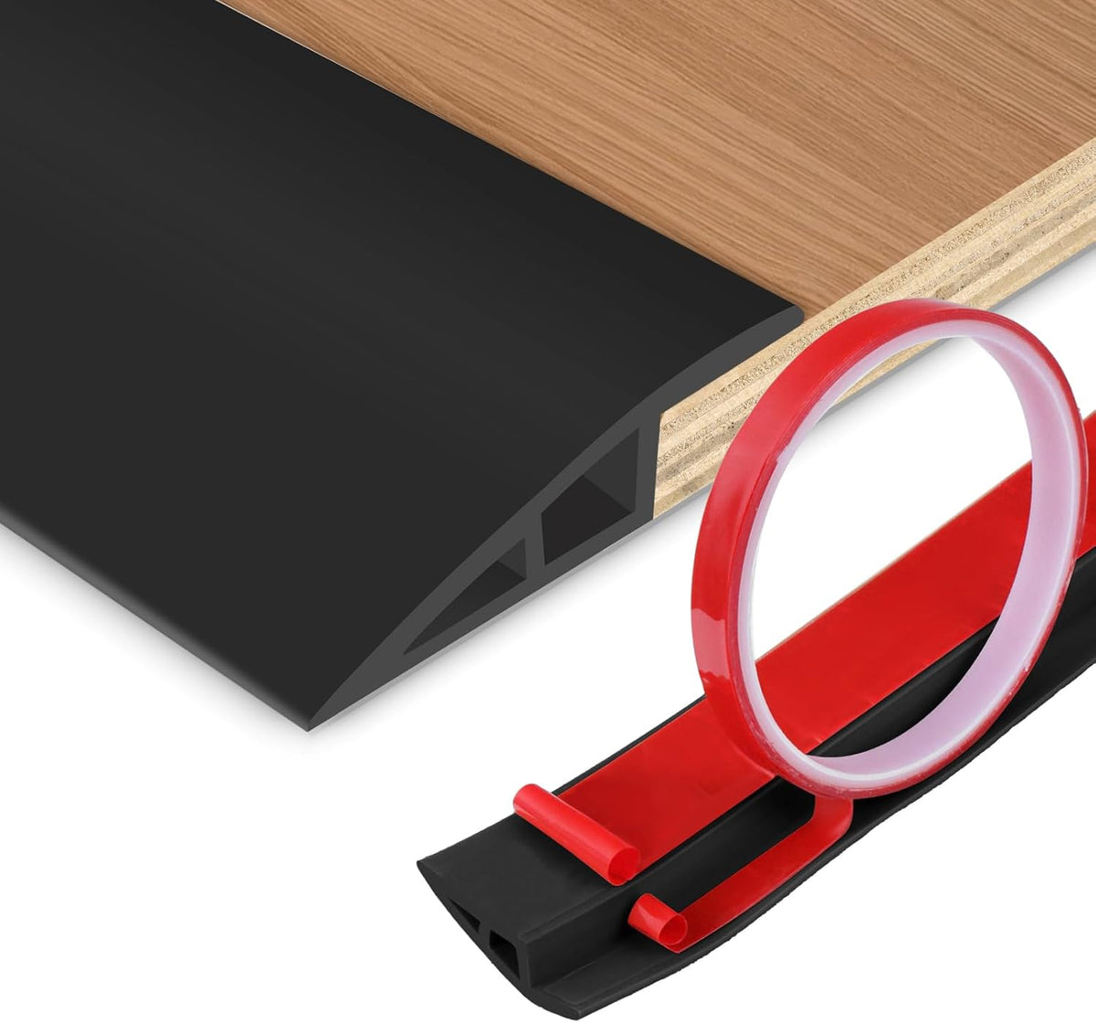 Floor Transition Strip Vinyl Door Threshold Ramp Self Adhesive Carpet Edging Strip Doorway Edge Trim, Overlap Edge Reducer for Laminate Carpet, Floor, Tile (Black, 1/5" to 2/5", 6.6Ft)