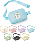 YOOLIFE Girls' Initial Fanny Pack Belt Bag Purse, Blue, 8.1 x 2 x 5.5 inches