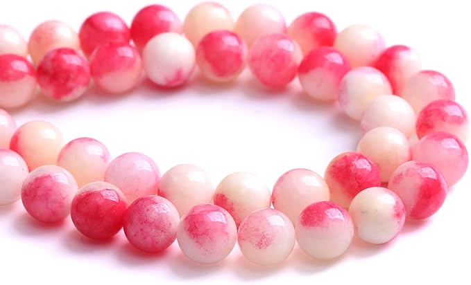 8MM 46PCS Pink Tourmaline Jade Stone Beads for Jewelry Making DIY Bracelet Necklace 15"