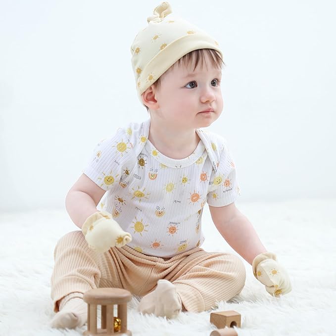 Baby Hats Mittens and Socks Set Cotton Newborn Hat Beanie Soft Infant Girls Boys Caps Gloves 0-6 month