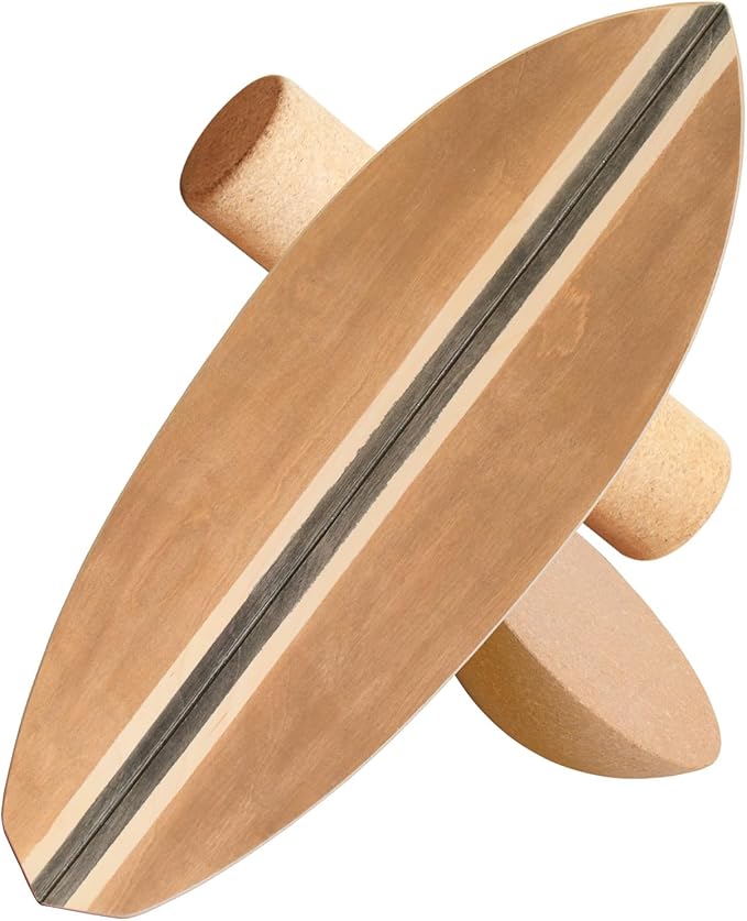 Wooden Balance Board with Cork Roller, 31.5 x 11.8 inch Board, Training Balance Trainer