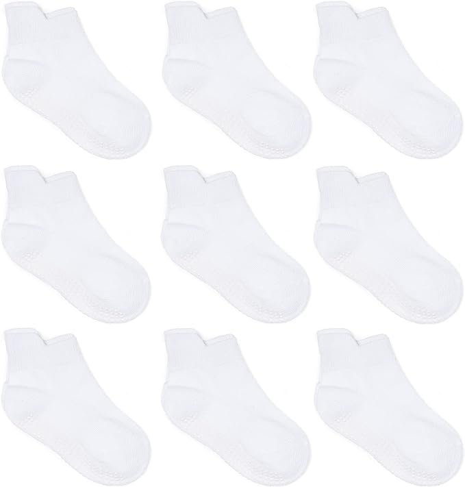 Zaples Baby Non Slip Grip Ankle Socks with Non Skid Soles for Infants Toddlers Kids Boys Girls