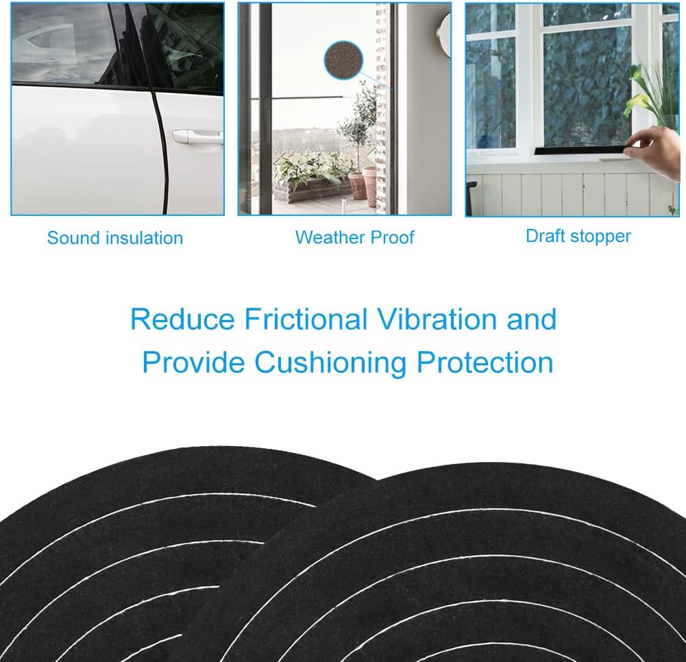 Weather Stripping Door Seal, 1/2 Inch Wide X 3/8 Inch High Density Foam Tape Weather Strip for Door and Window Insulation, Single Side Door Sealer Total 13FT