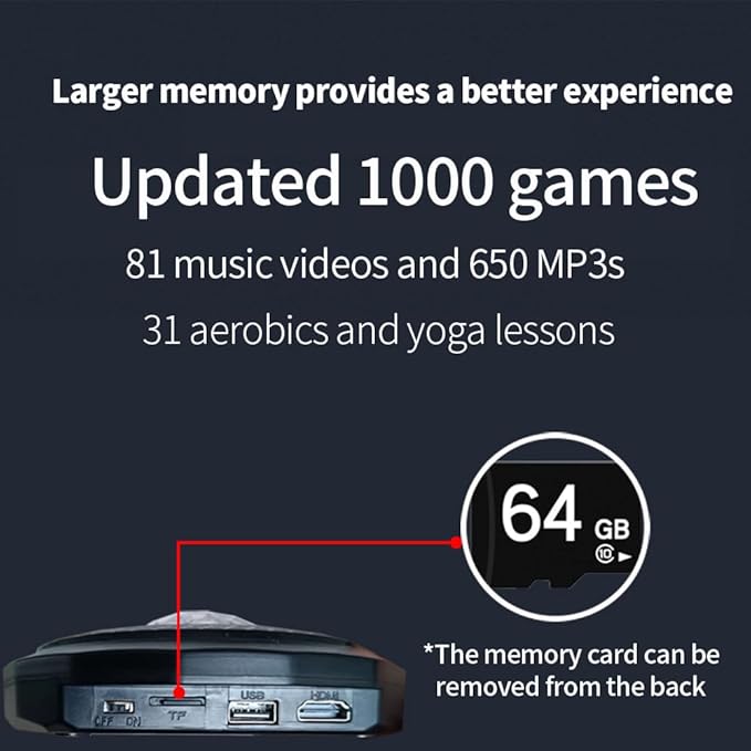 HDMI Musical Electronic Dance mat with a Camera, a 64G Large Memory Card, Including 1000 Games,650 Songs,81 Music Videos,for Single/Double Users, a Luxurious Gift for Boys and Girls